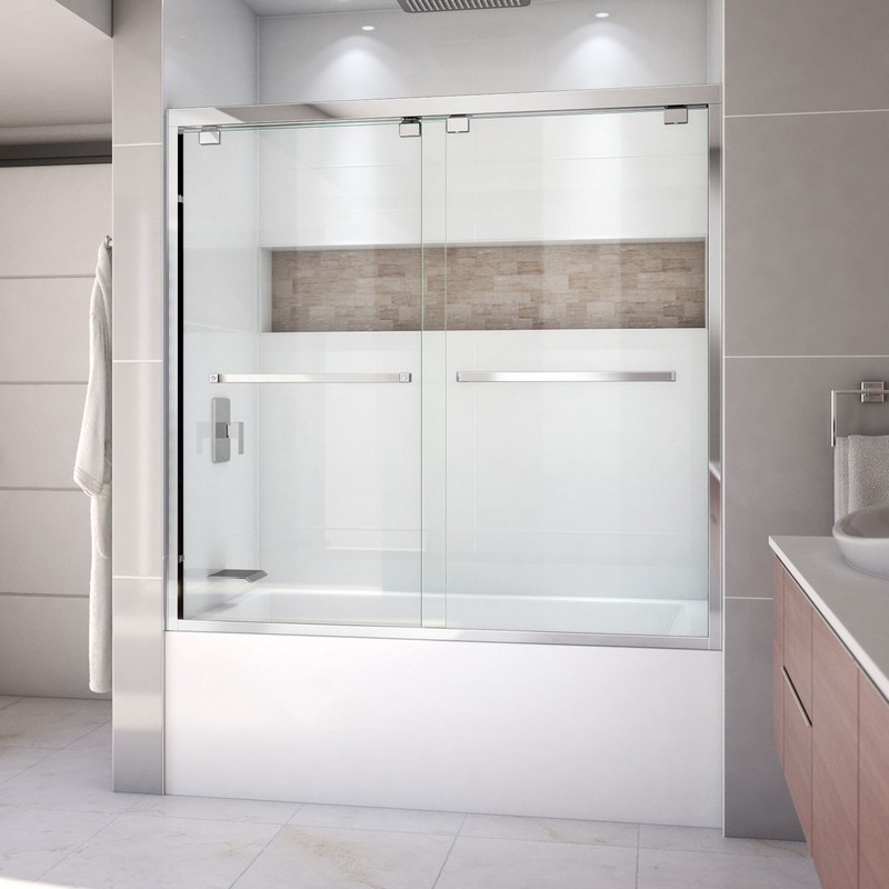 DREAMLINE SHDR-1660580 ENCORE 56-60 W X 58 H SEMI FRAMELESS BYPASS SLIDING TUB DOOR WITH CLEAR GLASS
