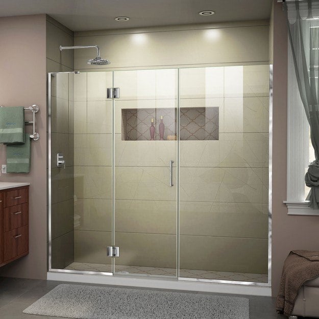 DREAMLINE D32414572L UNIDOOR-X 62 1/2-63 W X 72 H FRAMELESS HINGED SHOWER DOOR