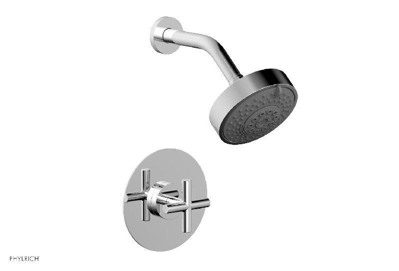 PHYLRICH 120-21 TRANSITION 4 7/8 INCH WALL MOUNT PRESSURE BALANCE SHOWER SET WITH CROSS HANDLE