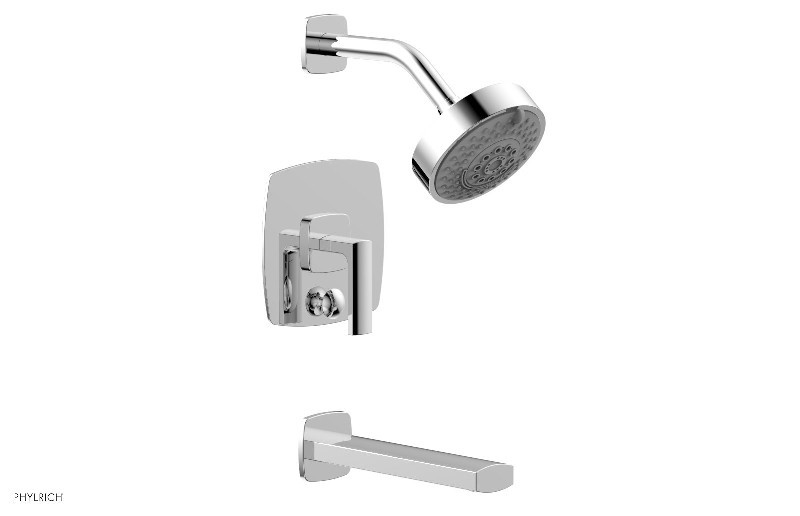 PHYLRICH 181-27 RADI 4 13/16 INCH WALL MOUNT PRESSURE BALANCE TUB AND SHOWER SET WITH LEVER HANDLE