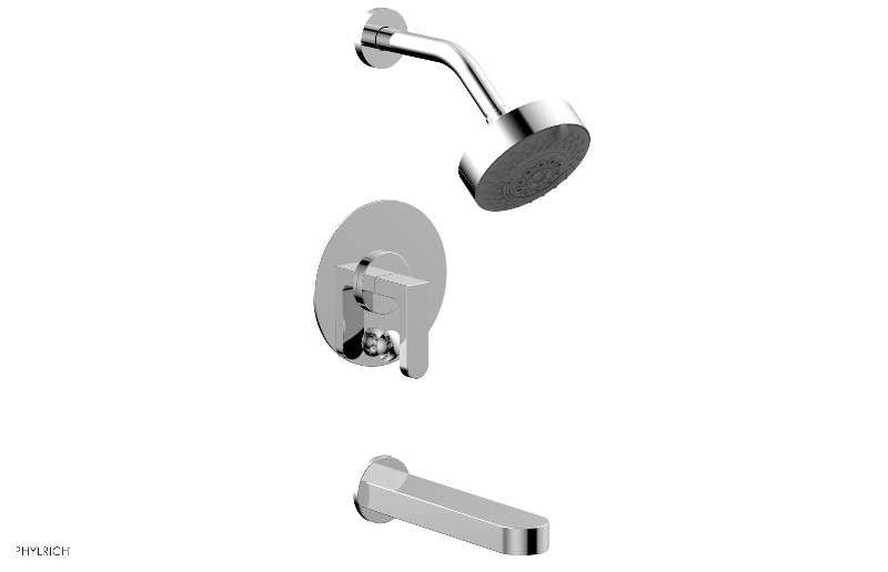 PHYLRICH 183-27 ROND 4 13/16 INCH WALL MOUNT PRESSURE BALANCE TUB AND SHOWER SET WITH LEVER HANDLE