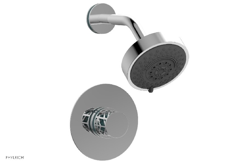 PHYLRICH 222-21-049 JOLIE 4 7/8 INCH WALL MOUNT KNOB HANDLE PRESSURE BALANCE SHOWER SET WITH TURQUOISE ACCENTS