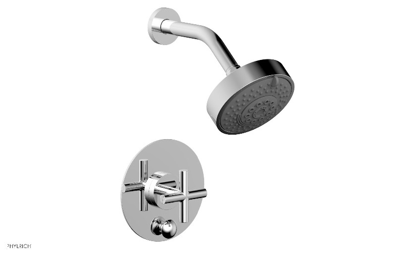 PHYLRICH 4-087 TRANSITION 4 7/8 INCH LESS SPOUT WALL MOUNT PRESSURE BALANCE SHOWER AND DIVERTER SET WITH CROSS HANDLE
