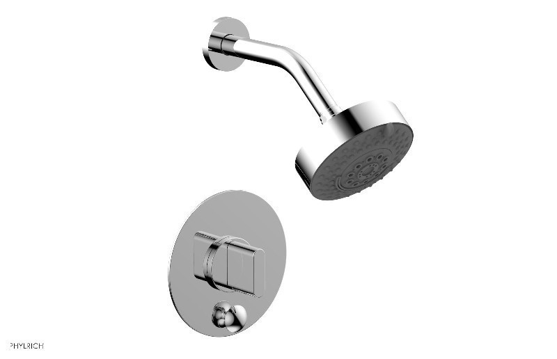 PHYLRICH 4-572 ROND 4 7/8 INCH LESS SPOUT WALL MOUNT PRESSURE BALANCE SHOWER AND DIVERTER SET WITH BLADE HANDLE