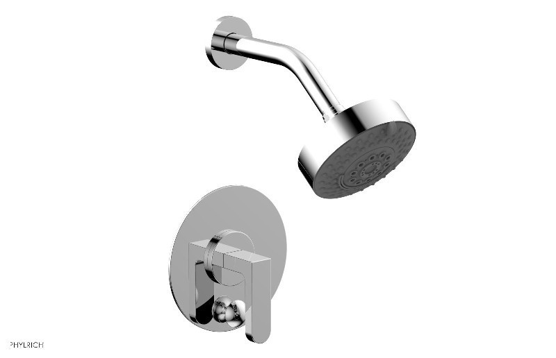 PHYLRICH 4-573 ROND 4 7/8 INCH LESS SPOUT WALL MOUNT PRESSURE BALANCE SHOWER AND DIVERTER SET WITH LEVER HANDLE