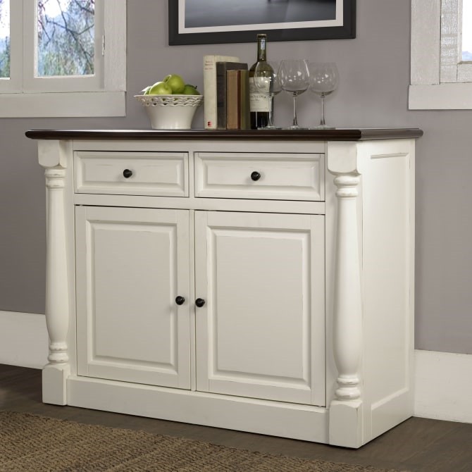 CROSLEY CF4206-WH SHELBY 47 3/4 INCH TRADITIONAL DESIGN SIDEBOARD - DISTRESSED WHITE