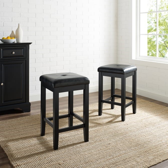 CROSLEY CF500524 SQUARE SEAT 14 3/4 INCH TRANSITIONAL DESIGN UPHOLSTERED 2-PIECE COUNTER STOOL SET