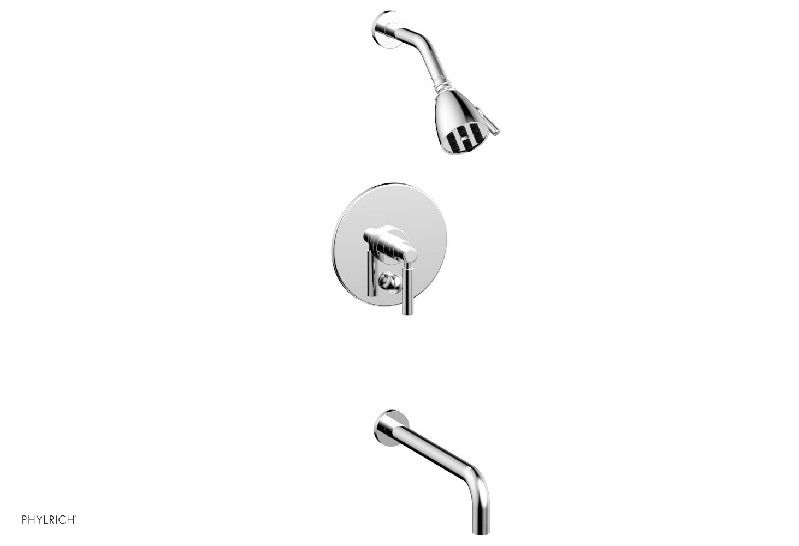 PHYLRICH DPB2130-12 BASIC 12 INCH SPOUT WALL MOUNT PRESSURE BALANCE TUB AND SHOWER SET WITH LEVER HANDLE