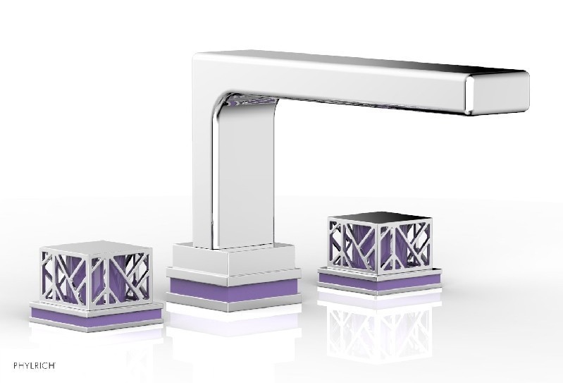 PHYLRICH 222-41-046 JOLIE 6 1/2 INCH THREE HOLES WIDESPREAD KNOB HANDLES DECK MOUNT TUB SET WITH PURPLE ACCENTS