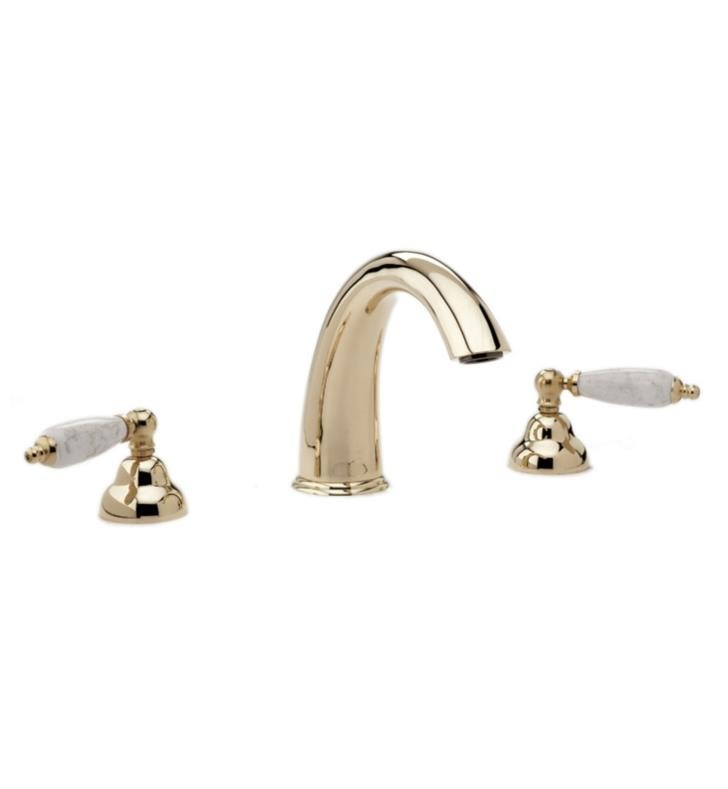 PHYLRICH K1158BT CARRARA 7 3/8 INCH THREE HOLES WIDESPREAD DECK MOUNT TUB SET WITH WHITE MARBLE LEVER HANDLES