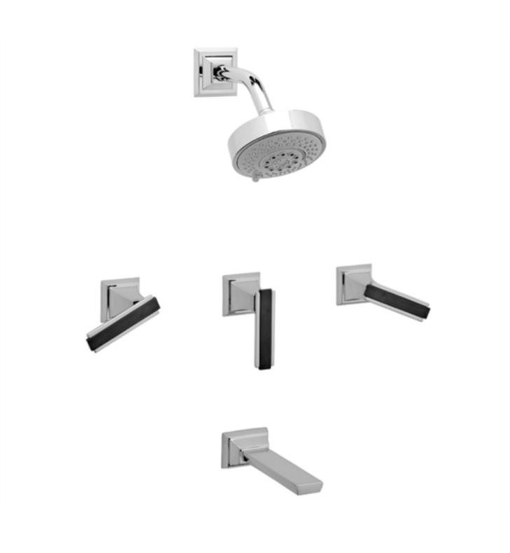 PHYLRICH K2711 WAVELAND 8 1/2 INCH FIVE HOLES WIDESPREAD WALL MOUNT TUB AND SHOWER SET WITH LEVER HANDLES
