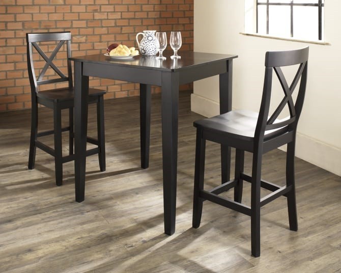 CROSLEY KD320005 PUB TRANSITIONAL DESIGN 3-PIECE DINING SET WITH X-BACK STOOLS