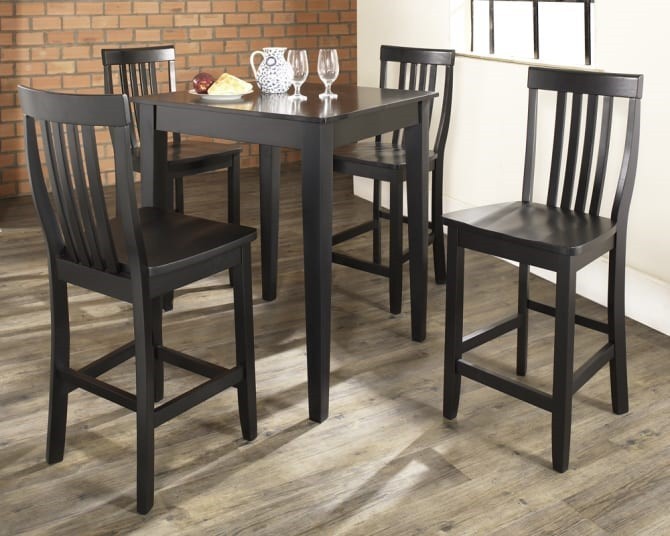 CROSLEY KD520007 PUB TRANSITIONAL DESIGN 5-PIECE DINING SET WITH SCHOOL HOUSE STOOLS