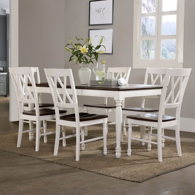 CROSLEY KF20001-WH SHELBY TRADITIONAL DESIGN 7-PIECE DINING SET - DISTRESSED WHITE