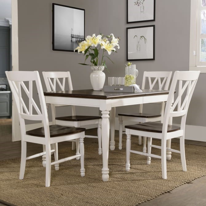 CROSLEY KF20003-WH SHELBY TRADITIONAL DESIGN 5-PIECE DINING SET - DISTRESSED WHITE