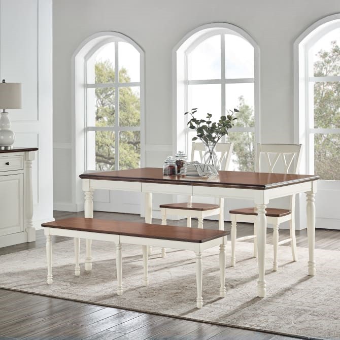 CROSLEY KF20005-WH SHELBY TRADITIONAL DESIGN 4-PIECE DINING SET - DISTRESSED WHITE