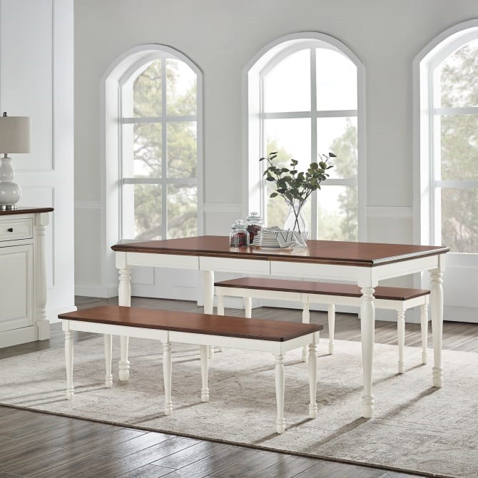 CROSLEY KF20006-WH SHELBY TRADITIONAL DESIGN 3-PIECE DINING SET - DISTRESSED WHITE