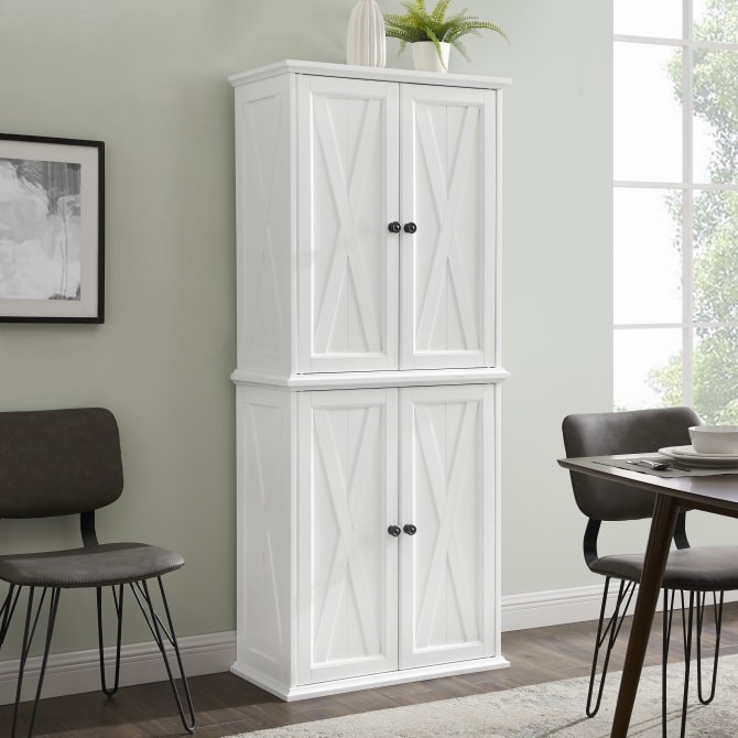 CROSLEY KF33004WH CLIFTON 30 INCH MODERN FARMHOUSE DESIGN TALL PANTRY - DISTRESSED WHITE