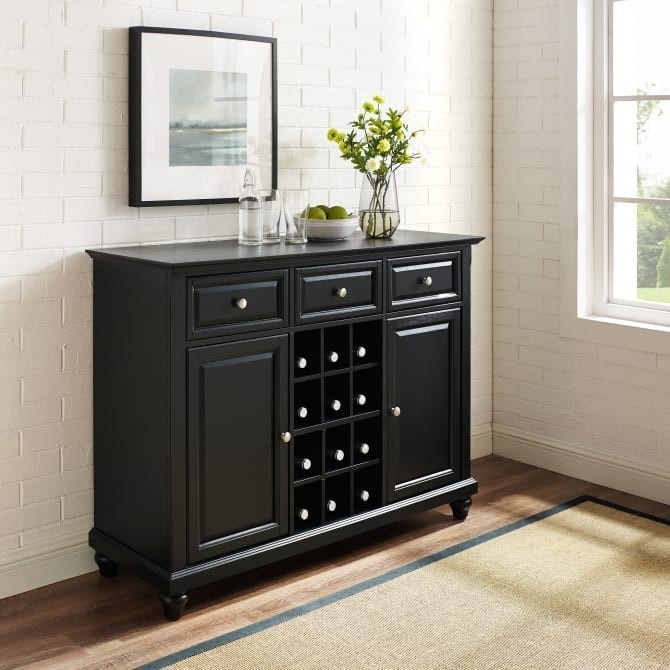 CROSLEY KF42001D CAMBRIDGE 47 3/4 INCH TRANSITIONAL DESIGN SIDEBOARD CABINET WITH WINE STORAGE