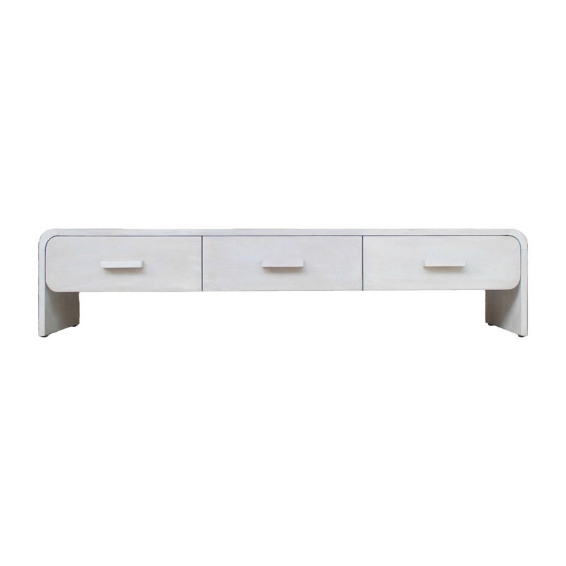 SAGEBROOK HOME 17556 71 INCH WOODEN MEDIA STAND WITH 3 DRAWERS - WHITE