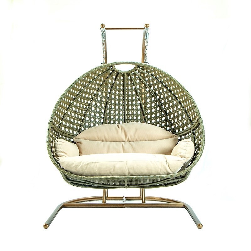 LEISUREMOD ESCU57 57 1/2 INCH WICKER HANGING DOUBLE EGG SWING CHAIR