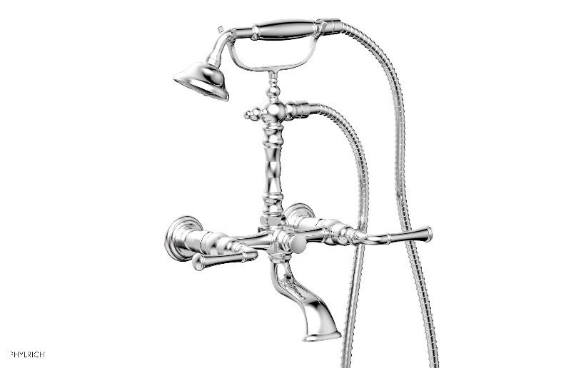 PHYLRICH K2393-01 3RING 15 3/8 INCH WALL MOUNT EXPOSED TUB AND HAND SHOWER SET WITH LEVER HANDLES