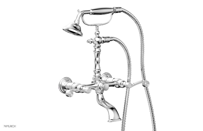 PHYLRICH K2393-02 3RING 15 3/8 INCH WALL MOUNT EXPOSED TUB AND HAND SHOWER SET WITH LEVER HANDLES