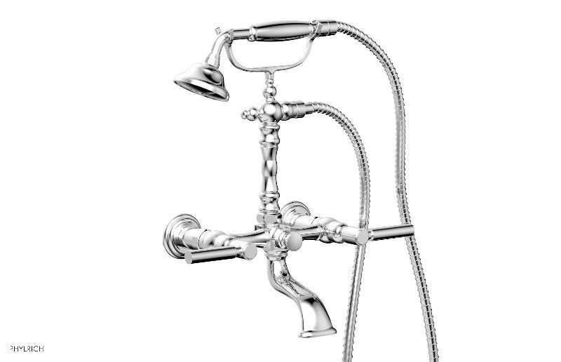 PHYLRICH K2393-06 BASIC 15 3/8 INCH WALL MOUNT EXPOSED TUB AND HAND SHOWER SET WITH LEVER HANDLES