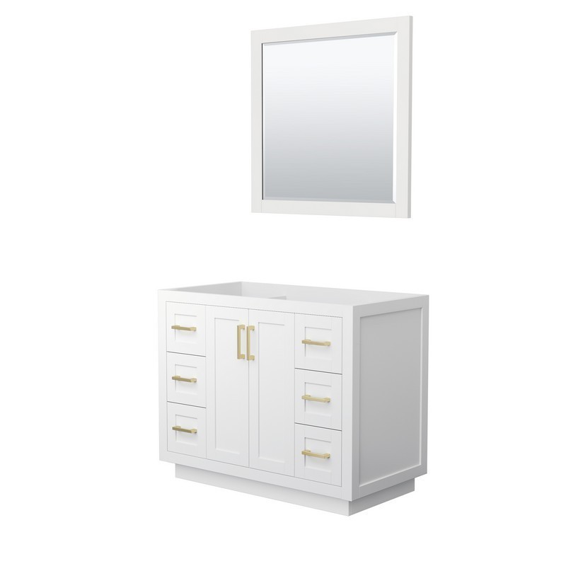 WYNDHAM COLLECTION WCF292942SWGCXSXXM34 MIRANDA 42 INCH SINGLE BATHROOM VANITY IN WHITE WITH BRUSHED GOLD TRIM AND 34 INCH MIRROR
