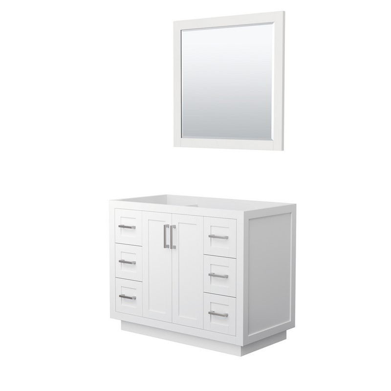WYNDHAM COLLECTION WCF292942SWHCXSXXM34 MIRANDA 42 INCH SINGLE BATHROOM VANITY IN WHITE WITH BRUSHED NICKEL TRIM AND 34 INCH MIRROR