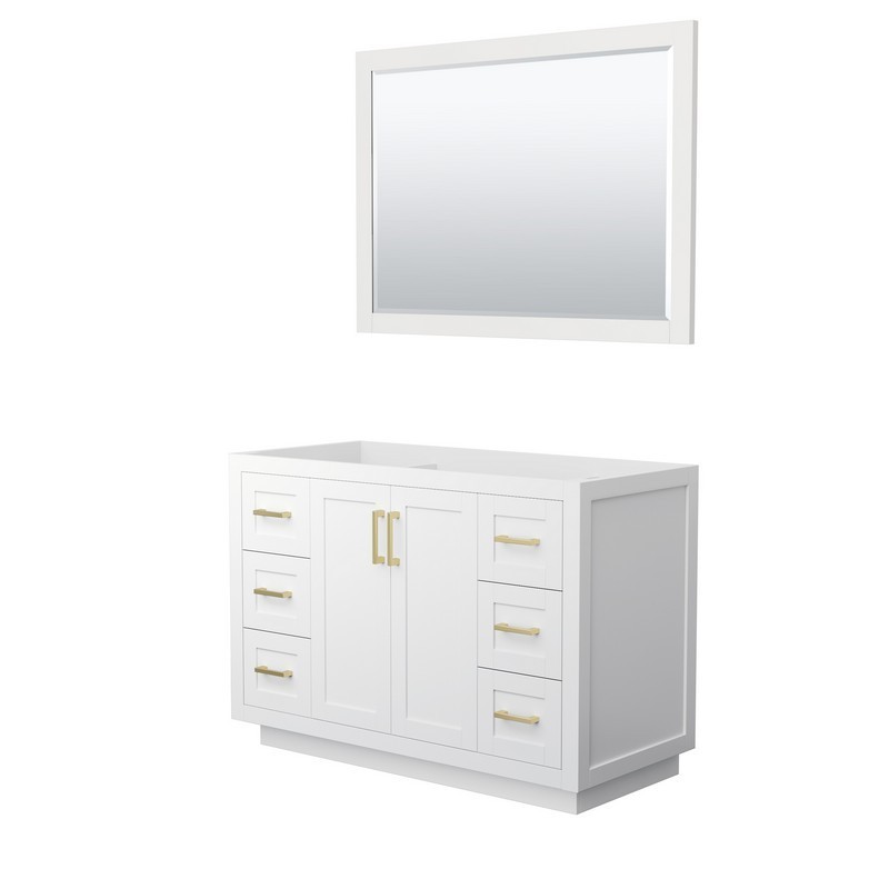 WYNDHAM COLLECTION WCF292948SWGCXSXXM46 MIRANDA 48 INCH SINGLE BATHROOM VANITY IN WHITE WITH BRUSHED GOLD TRIM AND 46 INCH MIRROR