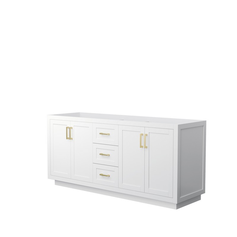 WYNDHAM COLLECTION WCF292972DWGCXSXXMXX MIRANDA 72 INCH DOUBLE BATHROOM VANITY IN WHITE WITH BRUSHED GOLD TRIM