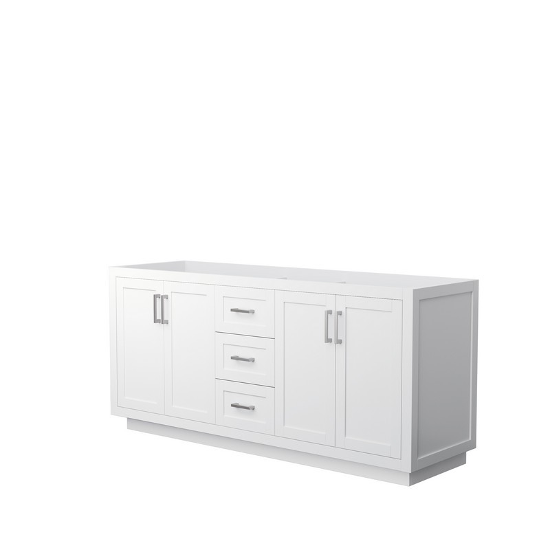 WYNDHAM COLLECTION WCF292972DWHCXSXXMXX MIRANDA 72 INCH DOUBLE BATHROOM VANITY IN WHITE WITH BRUSHED NICKEL TRIM