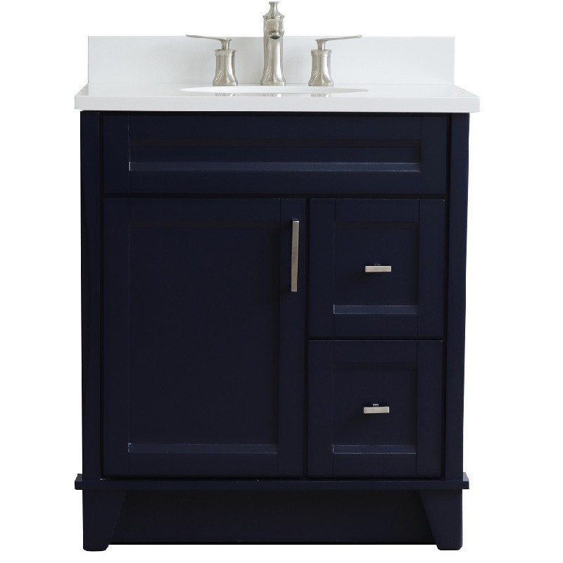 BELLATERRA 400700-31-WEO TERNI 31 INCH SINGLE SINK VANITY WITH WHITE QUARTZ TOP AND OVAL BASIN