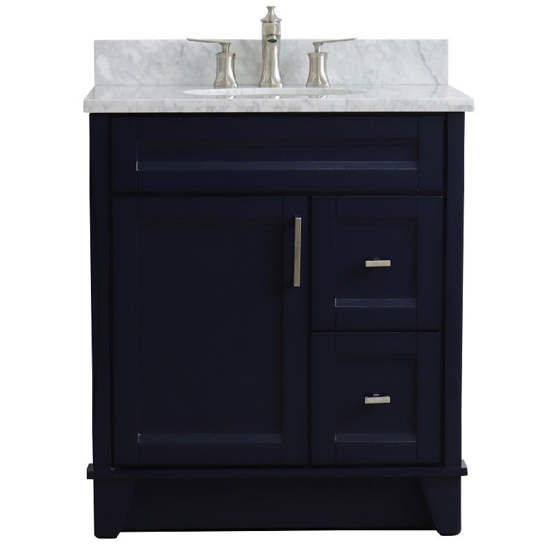 BELLATERRA 400700-31-WMO TERNI 31 INCH SINGLE SINK VANITY WITH WHITE CARRARA MARBLE TOP AND OVAL BASIN