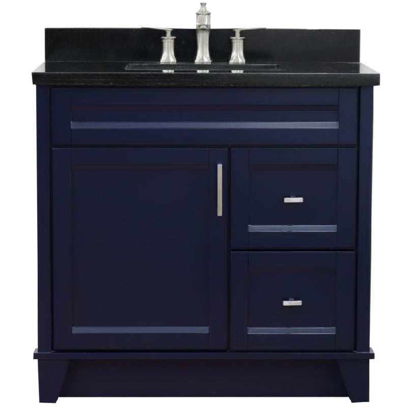 BELLATERRA 400700-37-BGRC TERNI 37 INCH SINGLE SINK VANITY WITH BLACK GALAXY GRANITE TOP AND CENTER RECTANGULAR BASIN