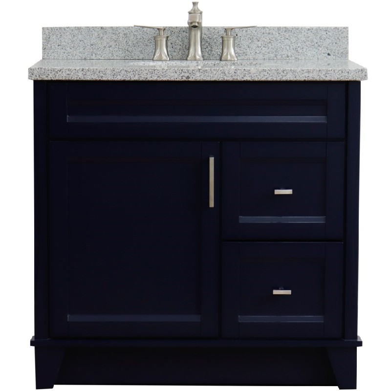 BELLATERRA 400700-37-GYOC TERNI 37 INCH SINGLE SINK VANITY WITH GRAY GRANITE TOP AND CENTER OVAL BASIN