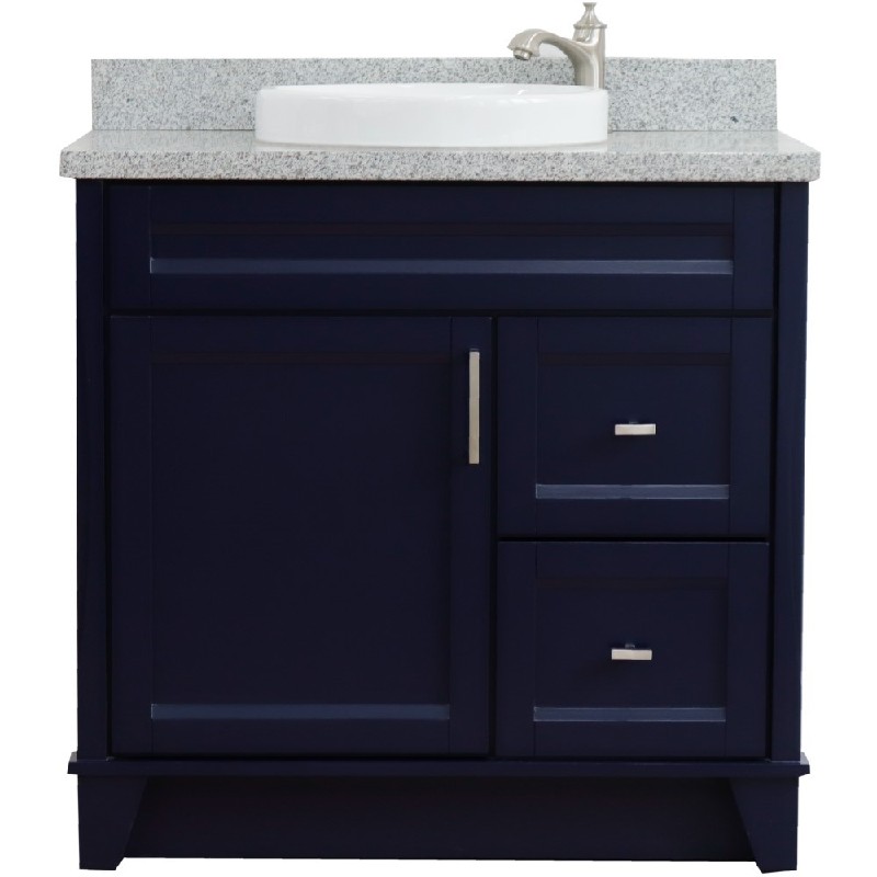 BELLATERRA 400700-37-GYRDC TERNI 37 INCH SINGLE SINK VANITY WITH GRAY GRANITE TOP AND CENTER ROUND BASIN