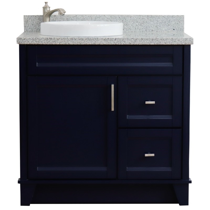 BELLATERRA 400700-37L-GYRDL TERNI 37 INCH SINGLE SINK VANITY WITH GRAY GRANITE TOP AND LEFT ROUND BASIN