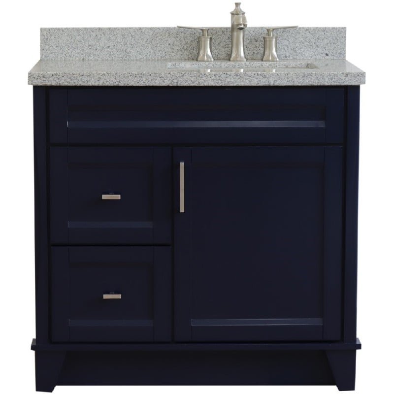 BELLATERRA 400700-37R-GYRR TERNI 37 INCH SINGLE SINK VANITY WITH GRAY GRANITE TOP AND LEFT RECTANGULAR BASIN