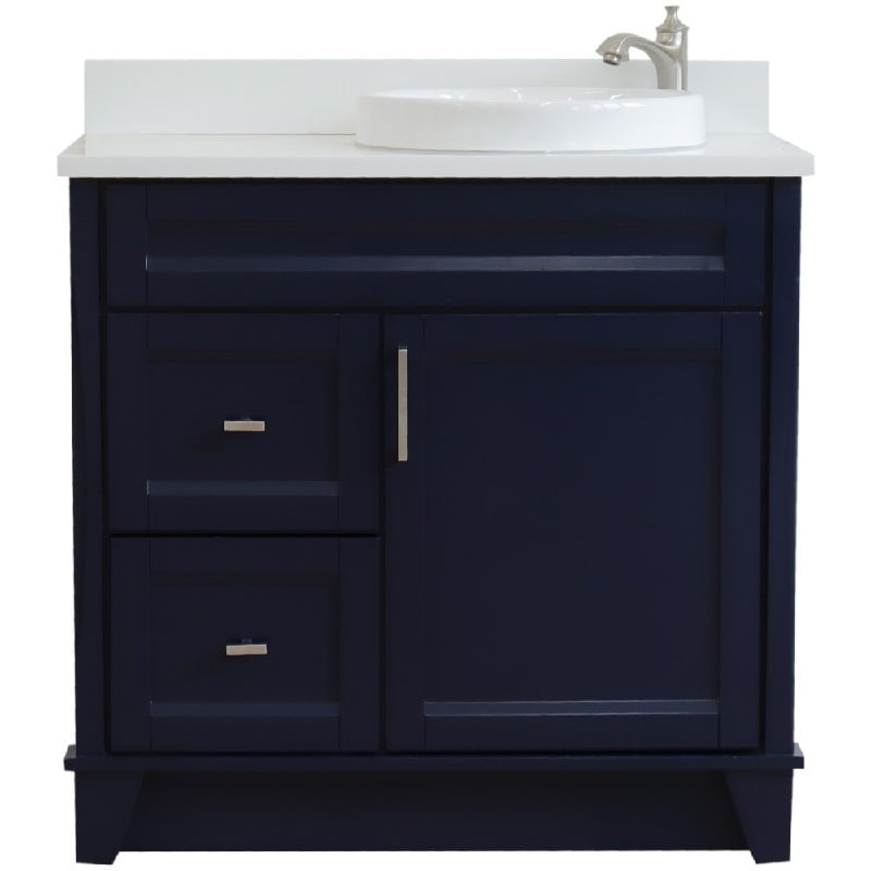 BELLATERRA 400700-37R-WERDR TERNI 37 INCH SINGLE SINK VANITY WITH WHITE QUARTZ TOP AND LEFT ROUND BASIN