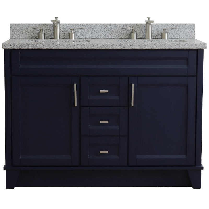BELLATERRA 400700-49D-GYR TERNI 49 INCH DOUBLE SINK VANITY WITH GRAY GRANITE TOP AND RECTANGULAR BASINS