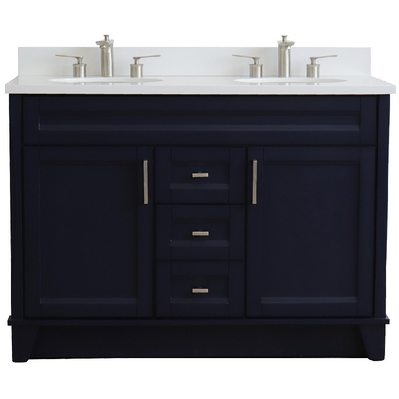 BELLATERRA 400700-49D-WEO TERNI 49 INCH DOUBLE SINK VANITY WITH WHITE QUARTZ TOP AND OVAL BASINS