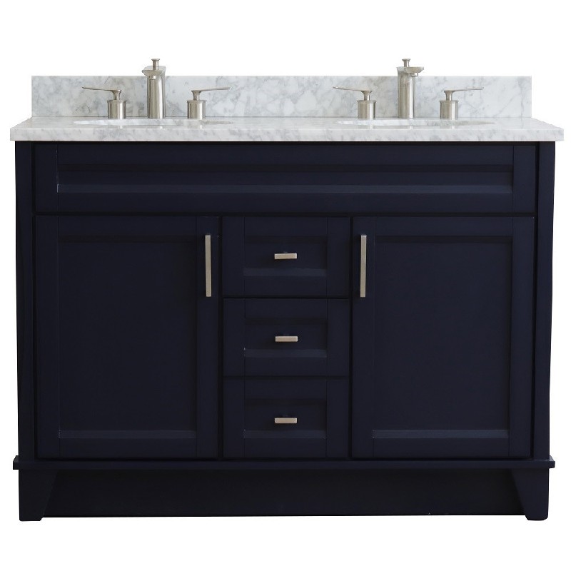 BELLATERRA 400700-49D-WMO TERNI 49 INCH DOUBLE SINK VANITY WITH WHITE CARRARA MARBLE TOP AND OVAL BASINS