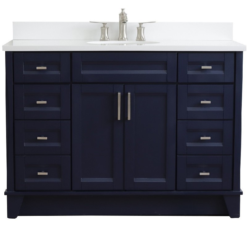 BELLATERRA 400700-49S-WEO TERNI 49 INCH SINGLE SINK VANITY WITH WHITE QUARTZ TOP AND OVAL BASIN