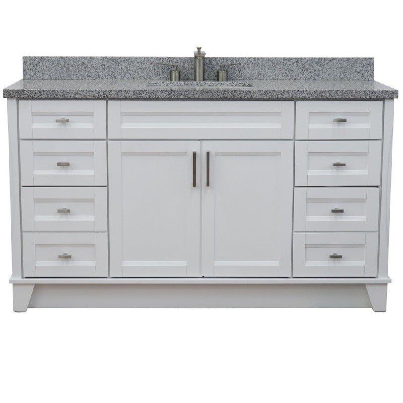 BELLATERRA 400700-61S-GYR TERNI 61 INCH SINGLE SINK VANITY AND GRAY GRANITE TOP AND RECTANGULAR BASIN