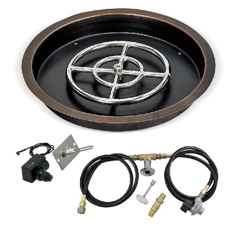 AMERICAN FIRE GLASS RSPKIT ROUND DROP-IN PAN AND RING BURNER WITH SPARK IGNITION KIT