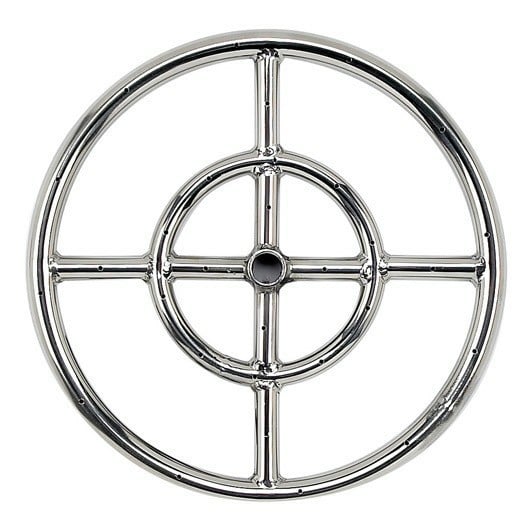 AMERICAN FIRE GLASS SS-FR-2 DOUBLE RING STAINLESS STEEL BURNER WITH 1/2 INCH INLET