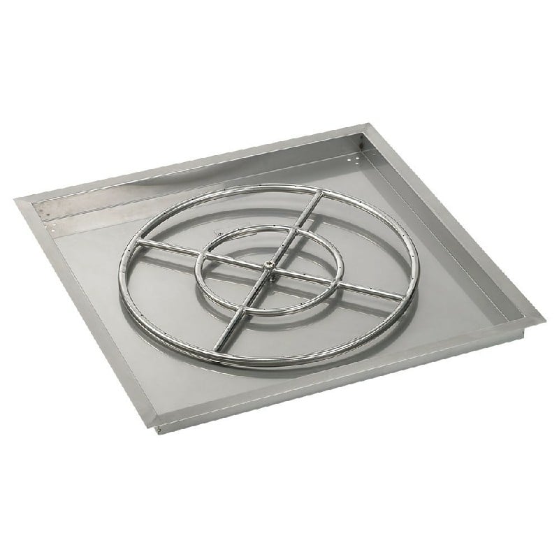 AMERICAN FIRE GLASS SS-SQPSIT-H SQUARE DROP-IN PAN AND RING BURNER WITH HIGH-CAPACITY SMART IGNITION TECHNOLOGY