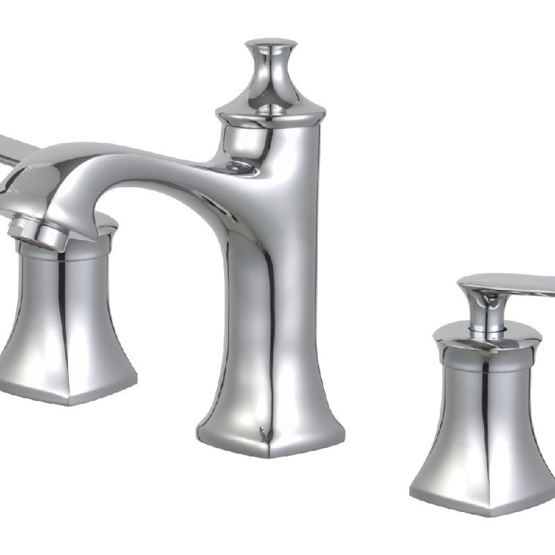 BELLATERRA 2212 AVERSA 7 INCH THREE HOLES WIDESPREAD DECK BATHROOM FAUCET WITH LEVER HANDLES AND DRAIN ASSEMBLY